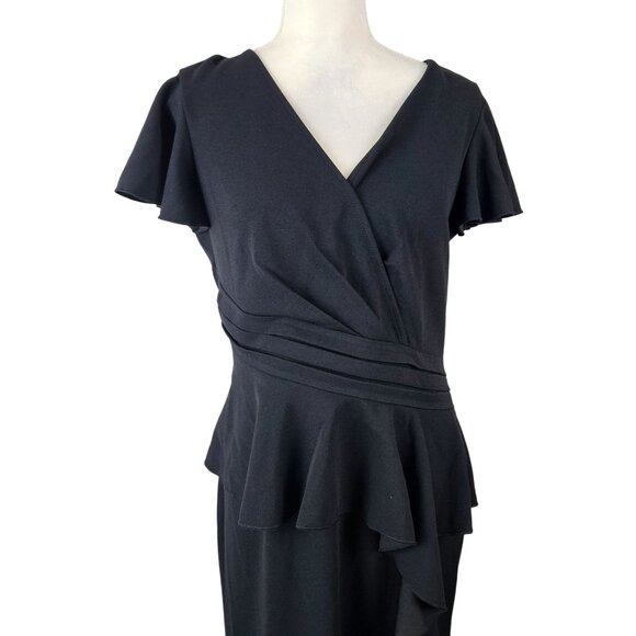 Vfshow Elegant Black Women's Evening Dress Ruffled Peplum & Flounce Size Large - Picture 5 of 13